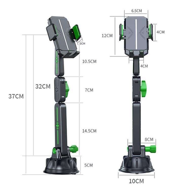 Extended Car Mechanical Arm Telescopic Cell Phone Holder Car Windshield Dashboard Large Suction C...