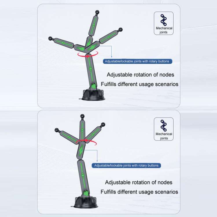 Extended Car Mechanical Arm Telescopic Cell Phone Holder Car Windshield Dashboard Large Suction C...