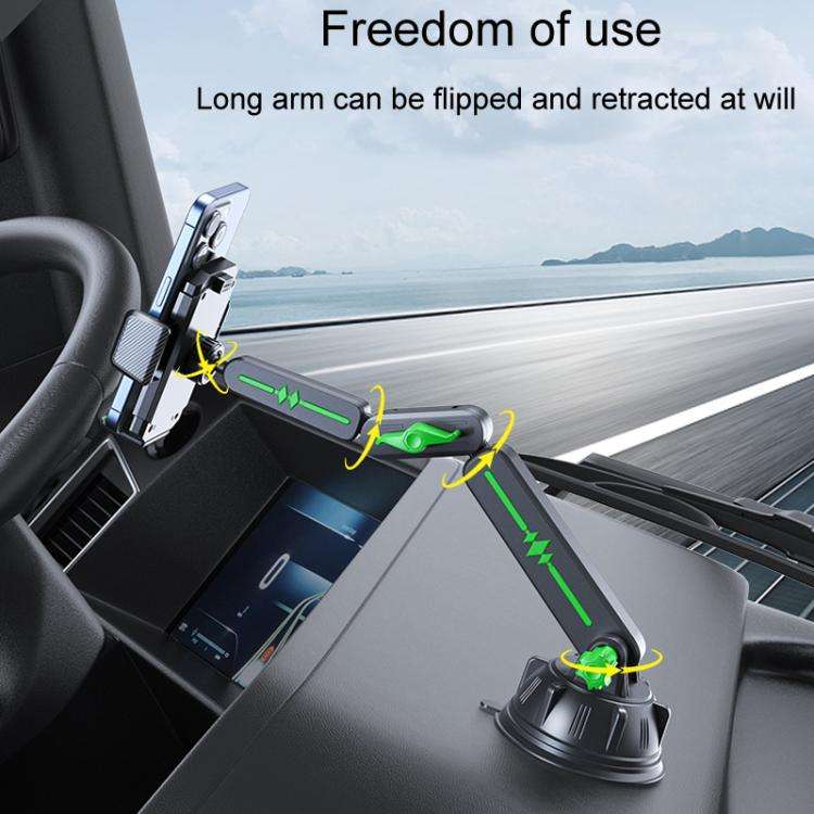 Extended Car Mechanical Arm Telescopic Cell Phone Holder Car Windshield Dashboard Large Suction C...