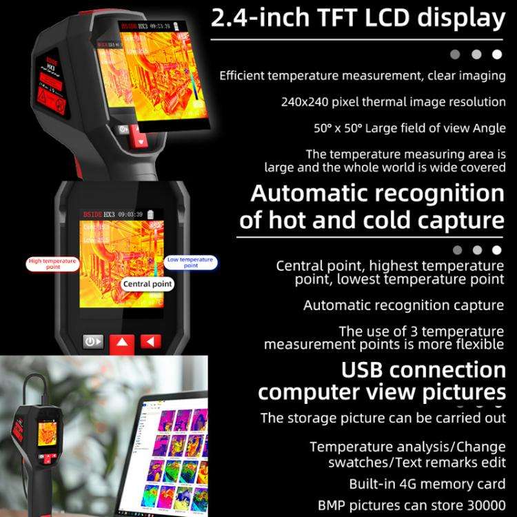 BSIDE HX3 Handheld Infrared Thermal Imager Power Non-Contact Thermometer