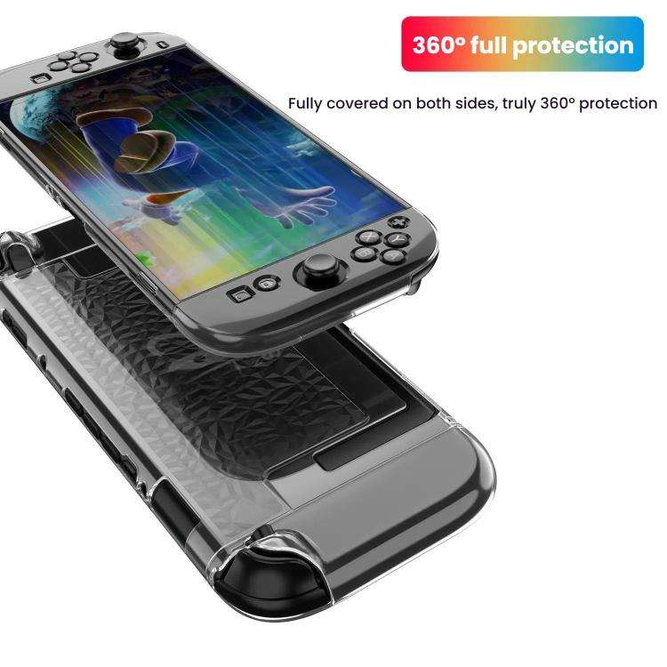 For Nintendo Switch 2 TPU+PC Split Transparent Case Cover Shockproof Shell(Diamond Pattern)