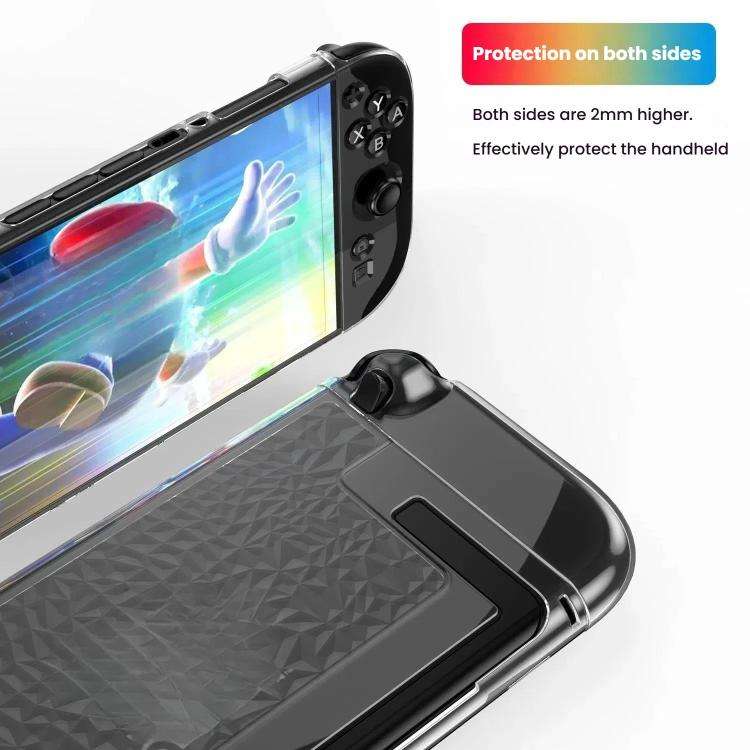 For Nintendo Switch 2 TPU+PC Split Transparent Case Cover Shockproof Shell(Diamond Pattern)