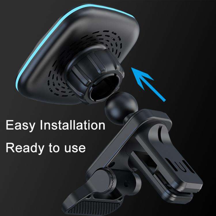 For IPhone 12-16 Cell Phone Car Magnetic Wireless Charger Car Air Vent Holder Fast Charger RGB Li...