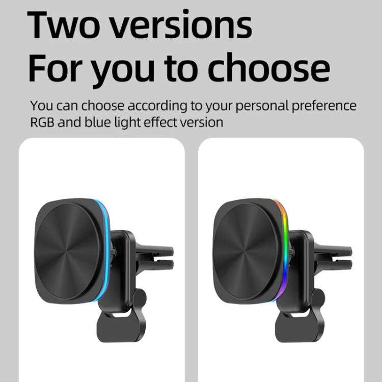For IPhone 12-16 Cell Phone Car Magnetic Wireless Charger Car Air Vent Holder Fast Charger RGB Li...