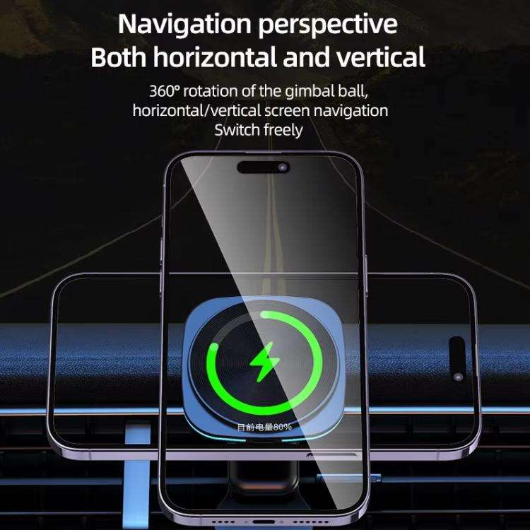 For IPhone 12-16 Cell Phone Car Magnetic Wireless Charger Car Air Vent Holder Fast Charger RGB Li...