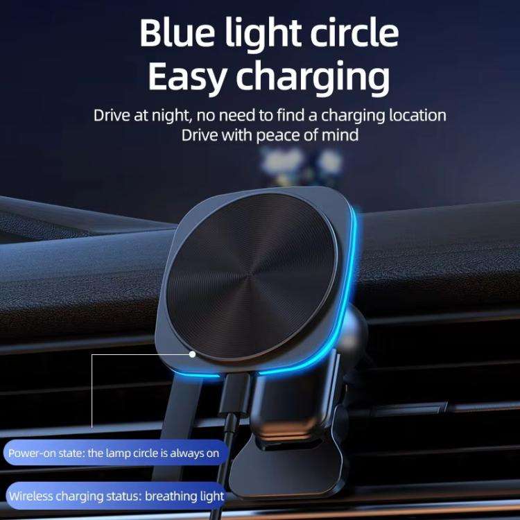 For IPhone 12-16 Cell Phone Car Magnetic Wireless Charger Car Air Vent Holder Fast Charger RGB Li...