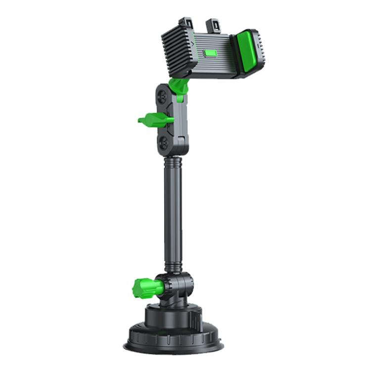 Car Powerful Suction Cup Cell Phone Holder Front Glass Navigation Mount(Crab Lock Clip Green)