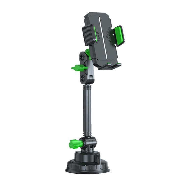 Car Powerful Suction Cup Cell Phone Holder Front Glass Navigation Mount(Square Clip Green)