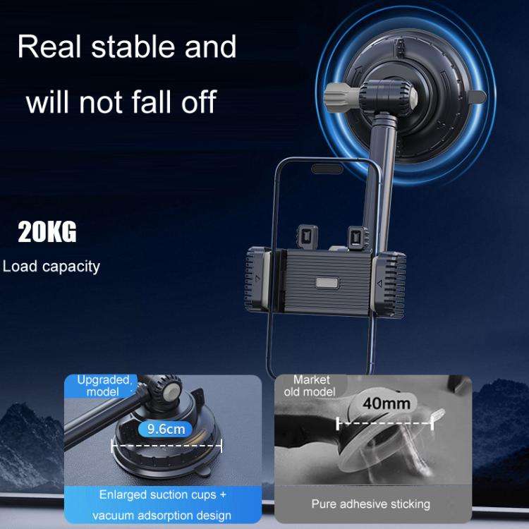 Car Powerful Suction Cup Cell Phone Holder Front Glass Navigation Mount(Square Clip Gray)