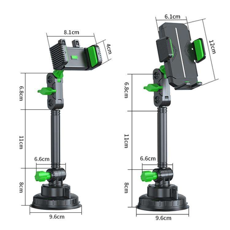 Car Powerful Suction Cup Cell Phone Holder Front Glass Navigation Mount(Square Clip Gray)