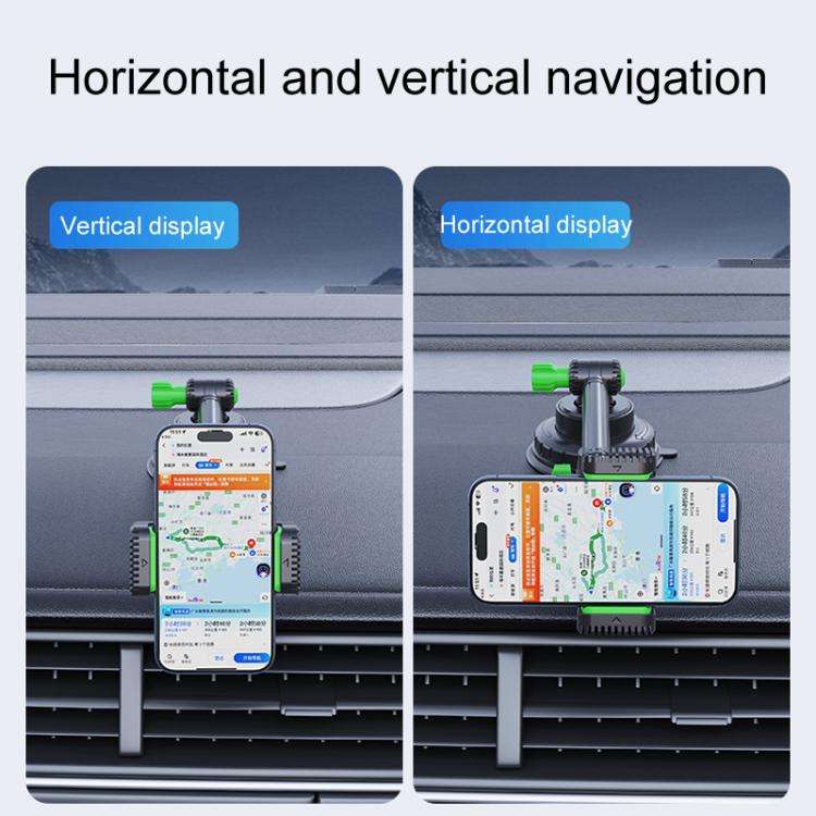 Car Powerful Suction Cup Cell Phone Holder Front Glass Navigation Mount(Square Clip Gray)