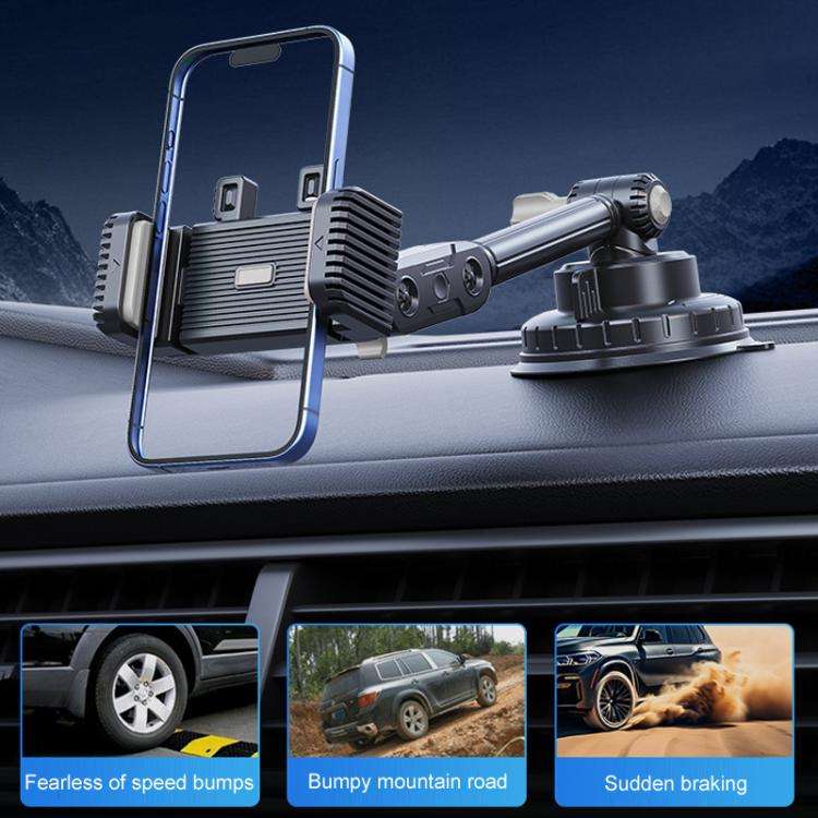 Car Powerful Suction Cup Cell Phone Holder Front Glass Navigation Mount(Crab Lock Clip Gray)