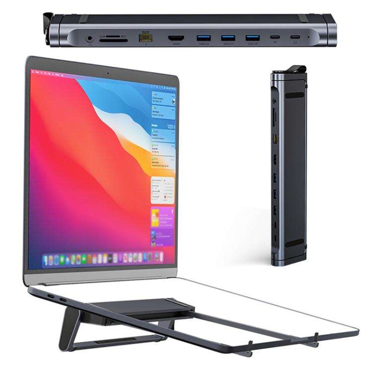 9 In 1 Hub Computer Stand Aluminum Alloy Folding PD Fast Charging With LAN Docking Station Laptop...