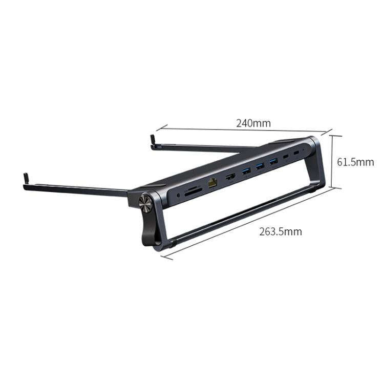 9 In 1 Hub Computer Stand Aluminum Alloy Folding PD Fast Charging With LAN Docking Station Laptop...