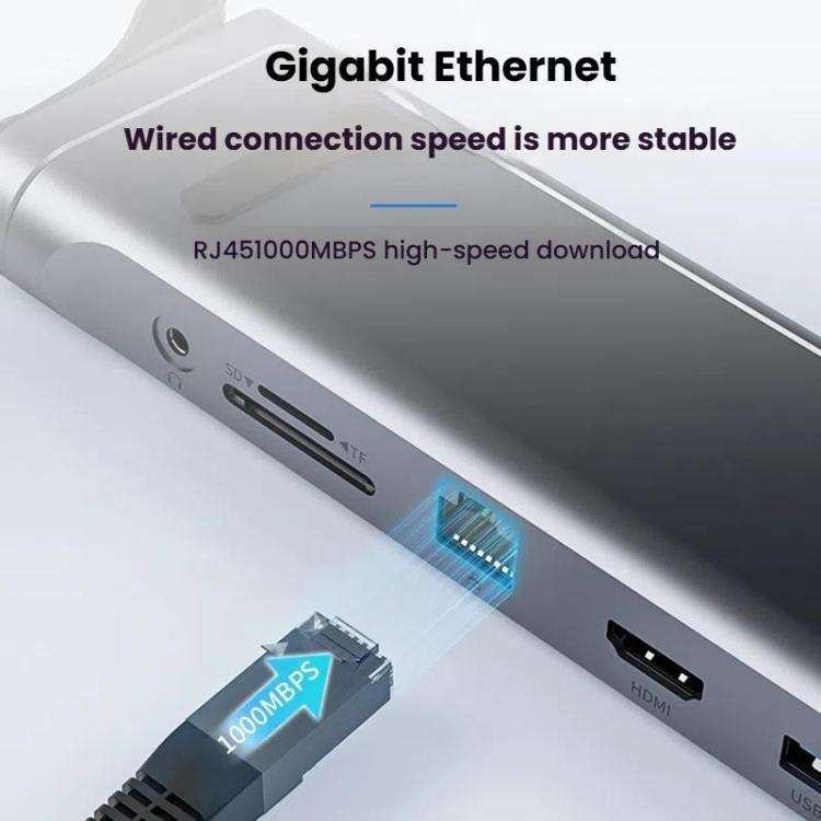 9 In 1 Hub Computer Stand Aluminum Alloy Folding PD Fast Charging With LAN Docking Station Laptop...