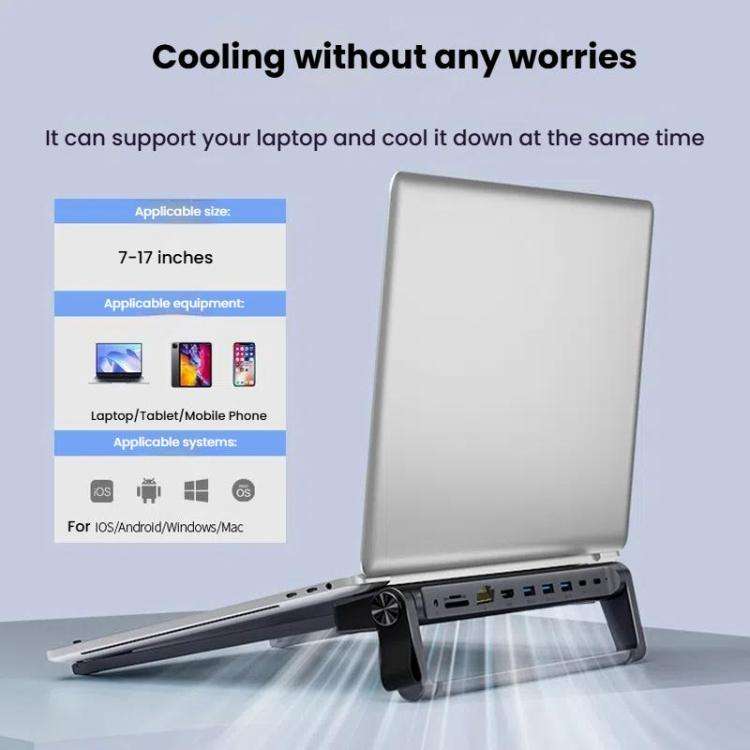 9 In 1 Hub Computer Stand Aluminum Alloy Folding PD Fast Charging With LAN Docking Station Laptop...