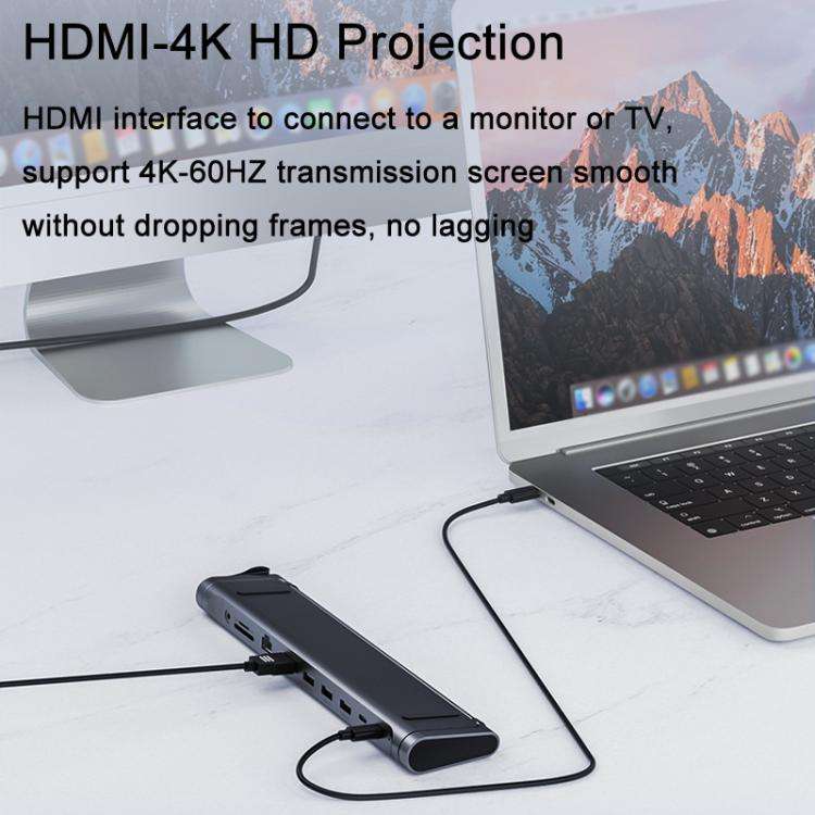 9 In 1 Hub Computer Stand Aluminum Alloy Folding PD Fast Charging With LAN Docking Station Laptop...