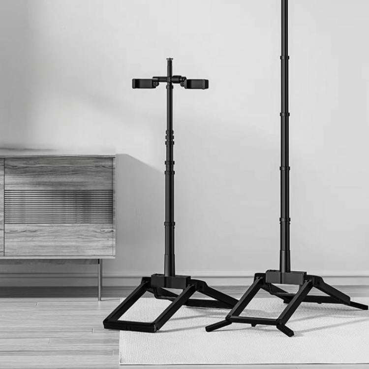 Adjustable 55-Inch Quadpod Live Streaming Phone Stand Foldable Tripod With Dual Phone Clip & 1/4 ...