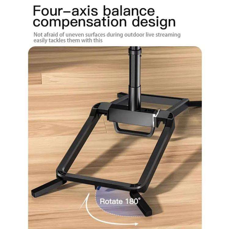 Adjustable 55-Inch Quadpod Live Streaming Phone Stand Foldable Tripod With Dual Phone Clip & 1/4 ...