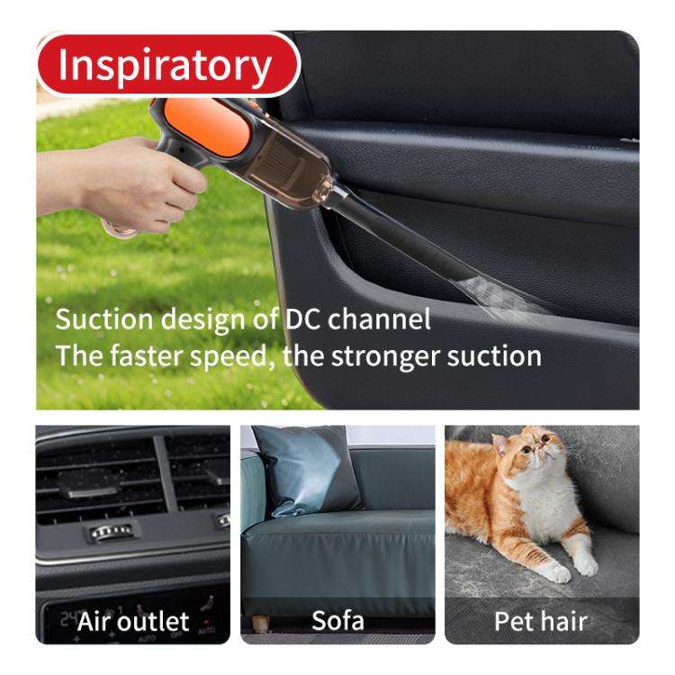 HD001 Portable Multifunctional Car Cordless Vacuum Cleaner Safety Hammer Suction Blower All In On...