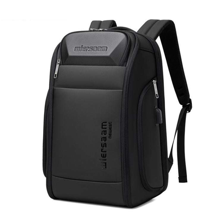 Wiersaam Men Waterproof Anti-Theft Business Backpack Travel Laptop Bag With USB Charging Port & P...