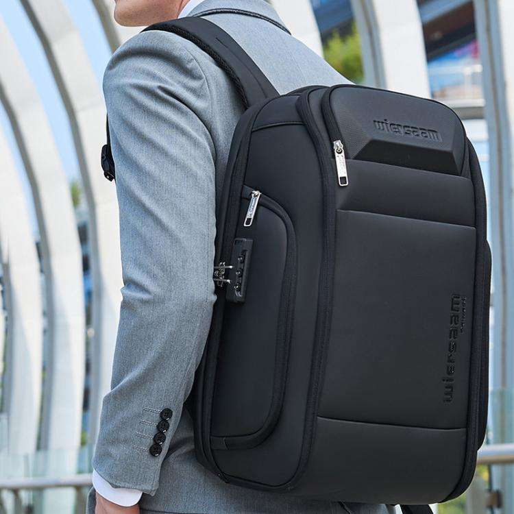 Wiersaam Men Waterproof Anti-Theft Business Backpack Travel Laptop Bag With USB Charging Port & P...