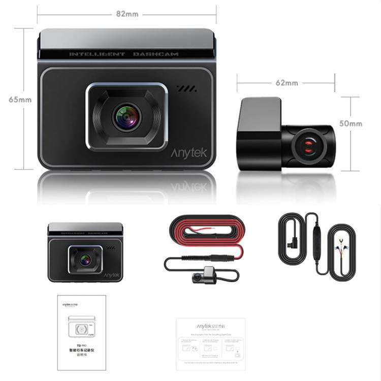 Anytek T2 PRO 3.0 Inch 2K HD Night Vision Recorder Hidden Car Camera Front And Rear Dual Recordin...