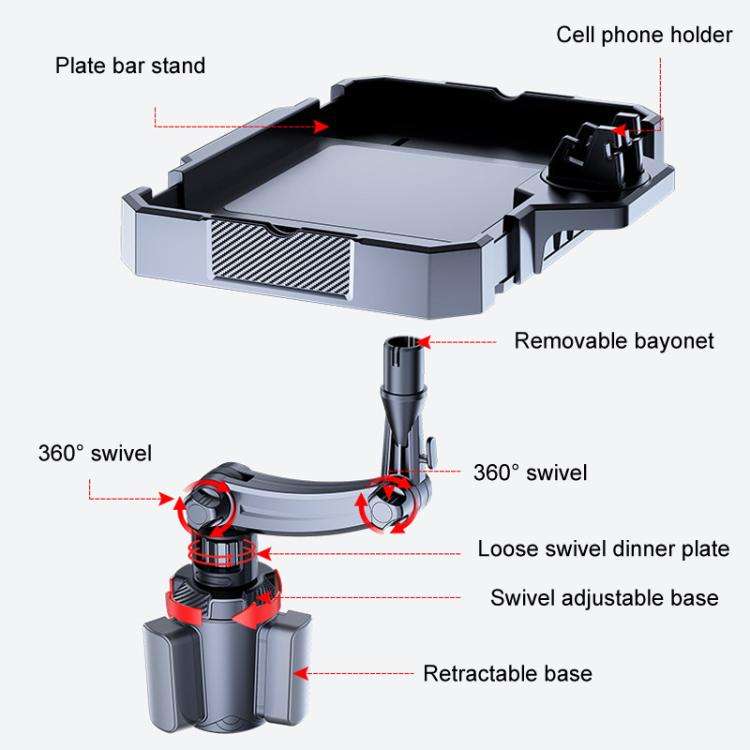 Medium Car 360 Degree Rotating Dining Tray Auto Adjustable Cell Phone Holder