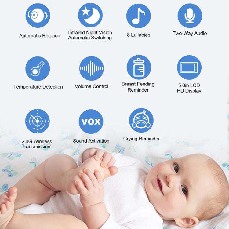 5 inch 1080P HD Baby Watcher Baby Monitor Camera EU Plug