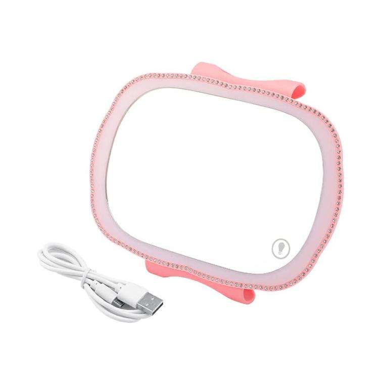 Car Passenger Sun Visor LED Light Makeup Mirror(Pink)