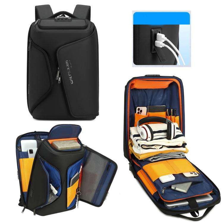 Wiersaam Men Anti-Theft Business Travel Backpack Water-Resistant Laptop Backpack With USB Chargin...