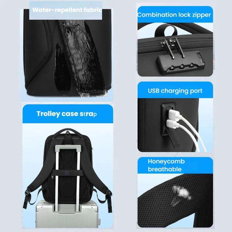 Wiersaam Men Anti-Theft Business Travel Backpack Water-Resistant Laptop Backpack With USB Chargin...