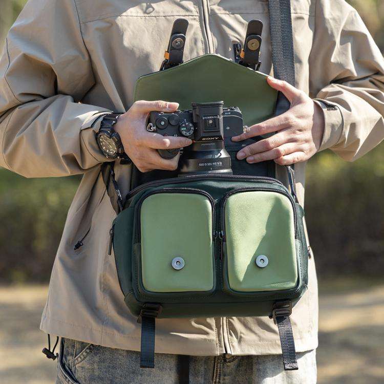 Cwatcun D99 Large Shoulder Camera Bag Multi-functional Casual Color Clash Lightweight Storage Bag