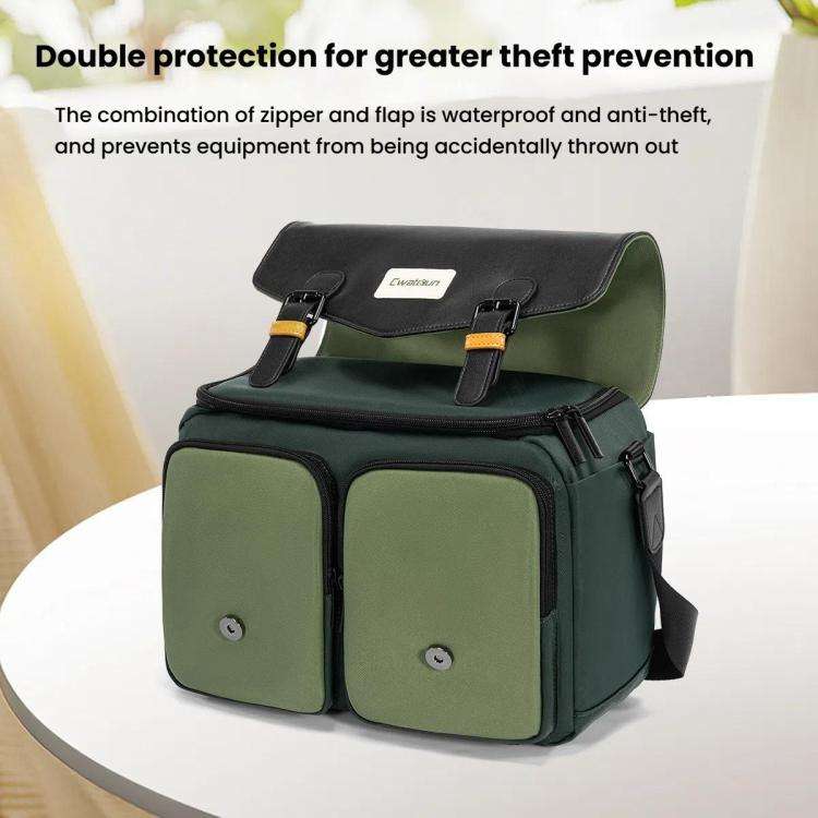 Cwatcun D99 Large Shoulder Camera Bag Multi-functional Casual Color Clash Lightweight Storage Bag