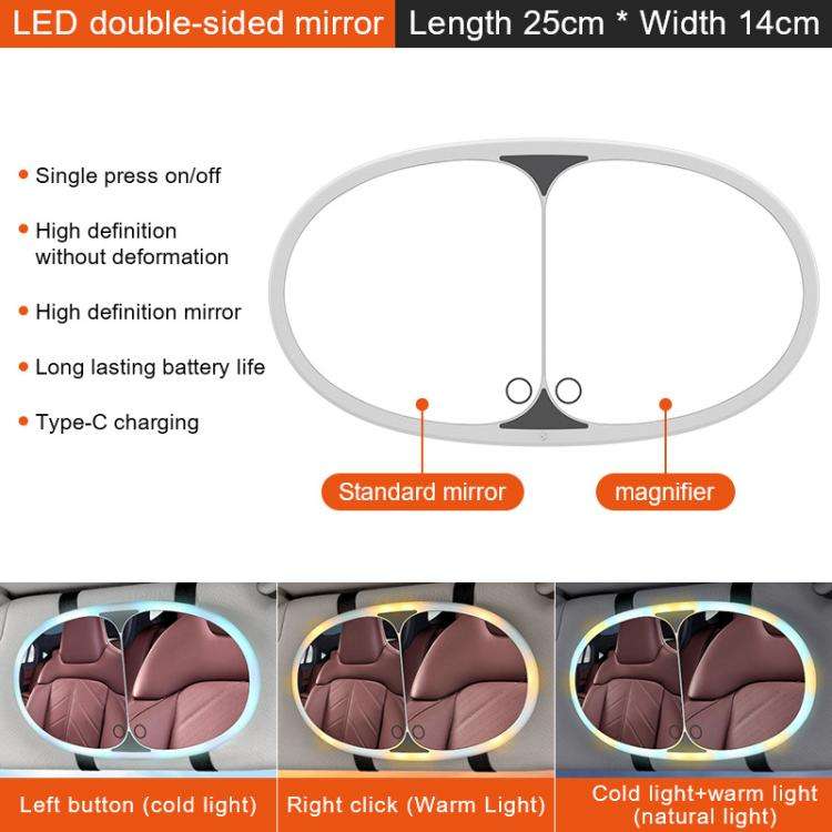 Car Sun Visor LED Touch Light Magnifying Makeup Mirror(White)