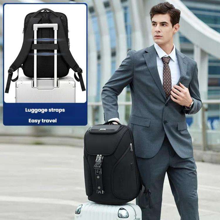 Wiersaam WY68173 Men Waterproof Anti-Theft Business Backpack With Lock & USB Ports(Black)