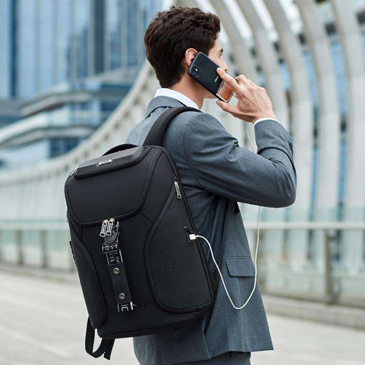 Wiersaam WY68173 Men Waterproof Anti-Theft Business Backpack With Lock & USB Ports(Black)