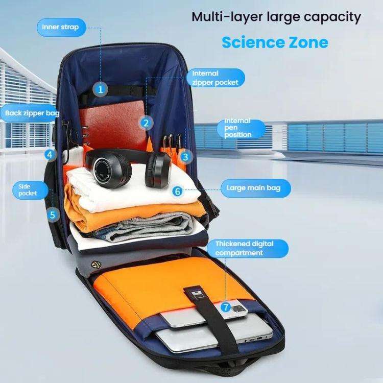 Wiersaam WY1350 Men Anti-Theft Business Backpack Laptop Bag For Travel With Password Lock(Space G...