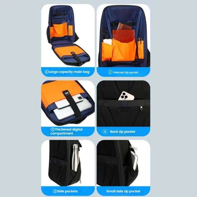 Wiersaam WY1350 Men Anti-Theft Business Backpack Laptop Bag For Travel With Password Lock(Space G...