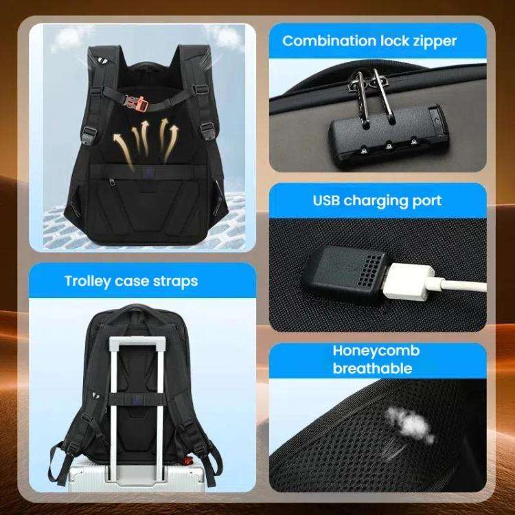 Wiersaam WY1350 Men Anti-Theft Business Backpack Laptop Bag For Travel With Password Lock(Space G...