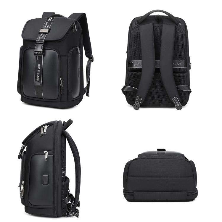Wiersaam WY1200 Men Waterproof Anti-Theft Business Backpack Multiple Organizer Compartments(Black)