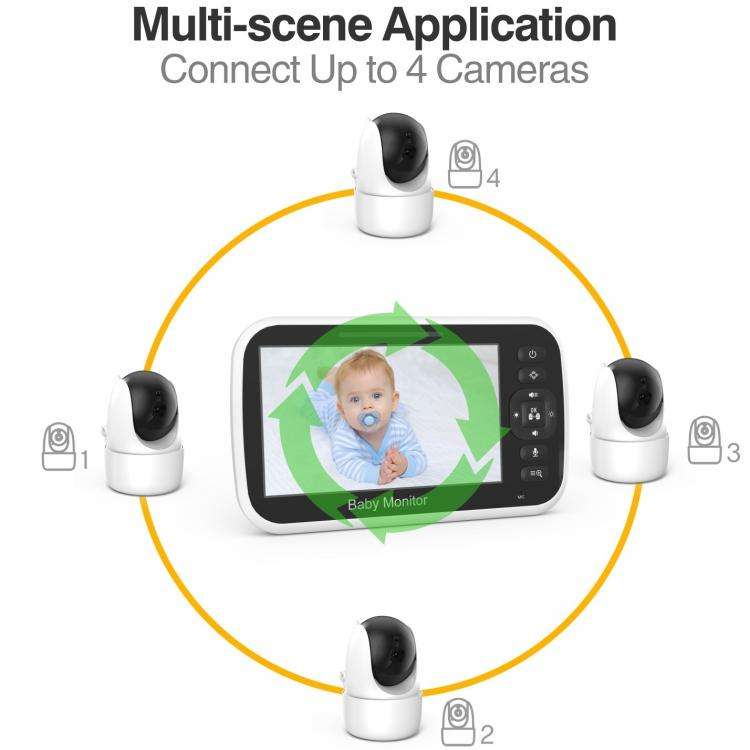 5 inch LCD Screen Auto Night Vision Baby Monitor US Plug