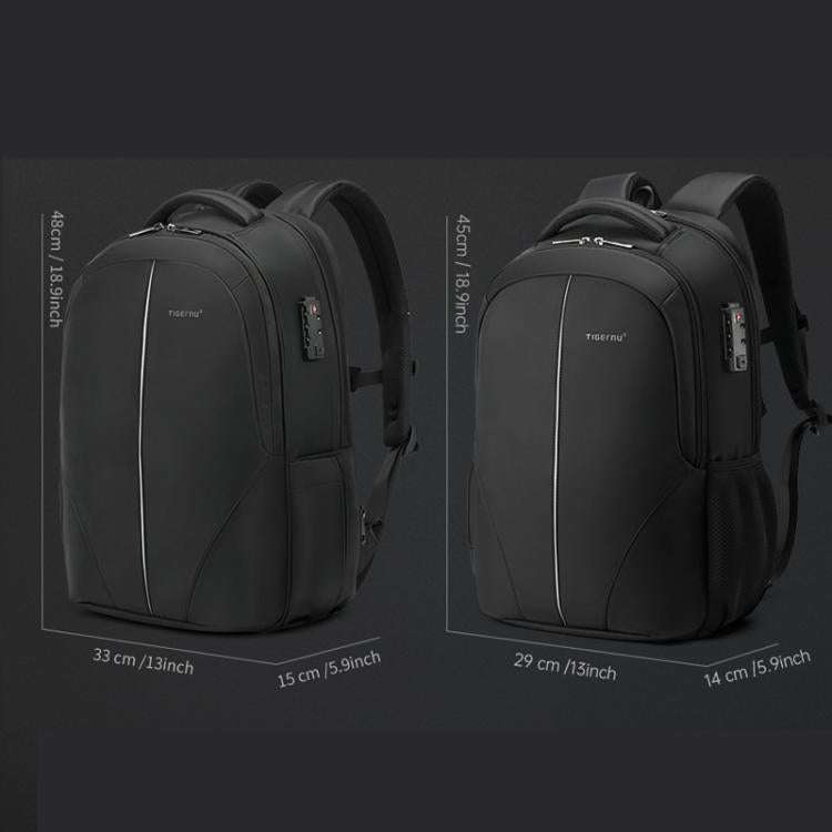 Tigernu Expandable Men Business Anti-Theft Laptop Backpack With USB Charging Port, Reflective Str...