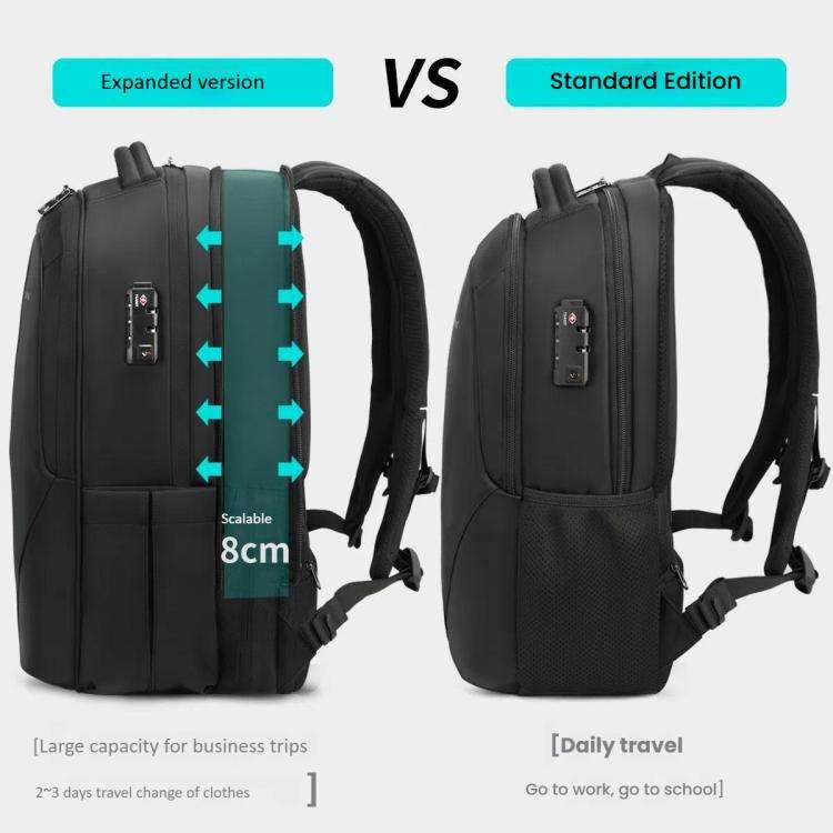 Tigernu Expandable Men Business Anti-Theft Laptop Backpack With USB Charging Port, Reflective Str...