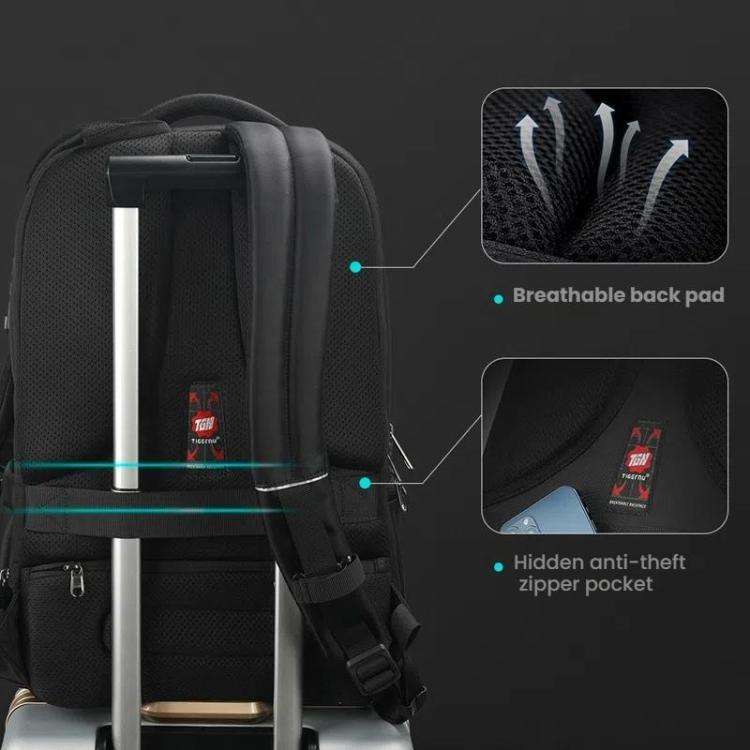 Tigernu Expandable Men Business Anti-Theft Laptop Backpack With USB Charging Port, Reflective Str...