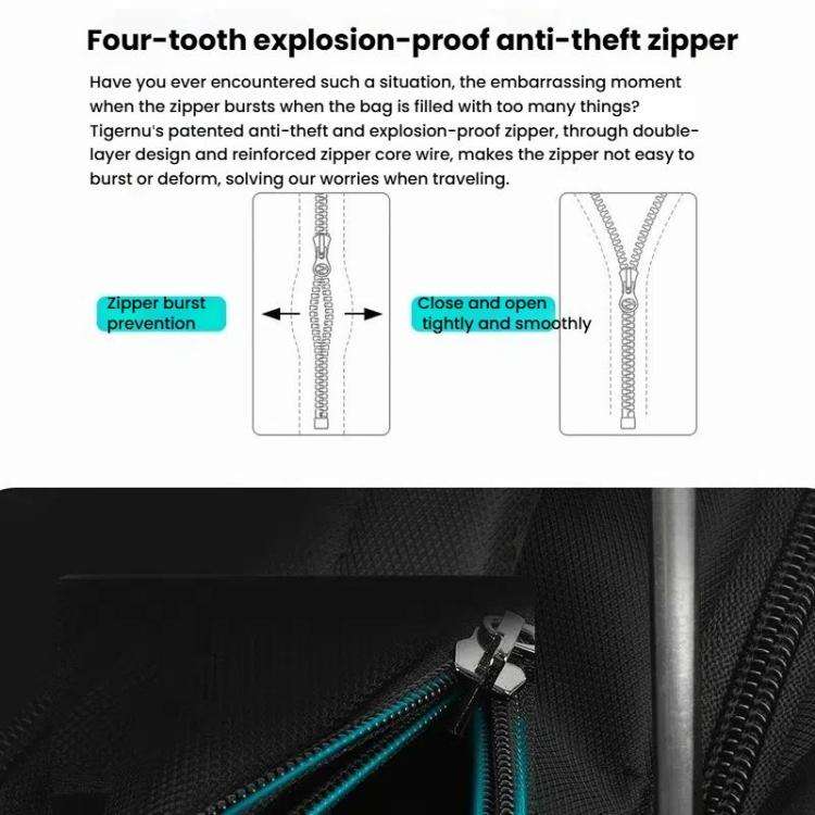 Tigernu Expandable Men Business Anti-Theft Laptop Backpack With USB Charging Port, Reflective Str...