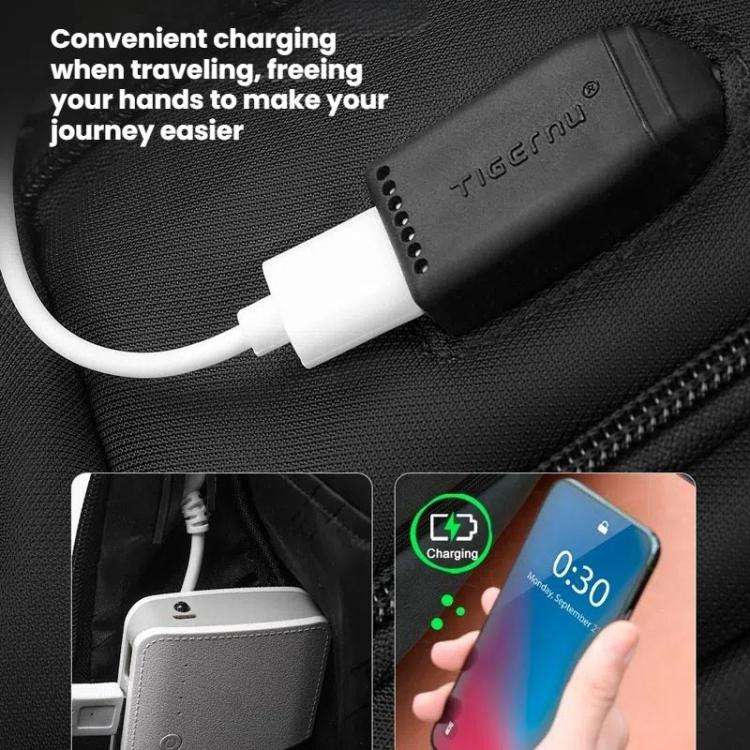 Tigernu Expandable Men Business Anti-Theft Laptop Backpack With USB Charging Port, Reflective Str...