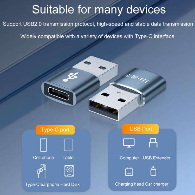 JINGHUA S505 Alloy Case Cell Phone To Computer USB2.0 Adapter(USB Male To Type-C)