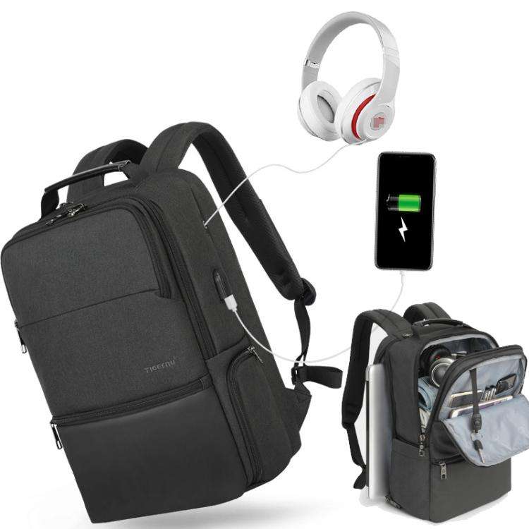 Tigernu  15.6-inch Standard Men Anti-Theft Laptop Backpack with USB Charging Port, Headphone Hole...