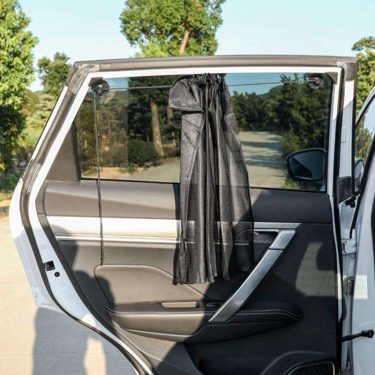 1pair Suction Cup Car Side Window Sunshade Mesh Summer Sunshade Curtains(Black)